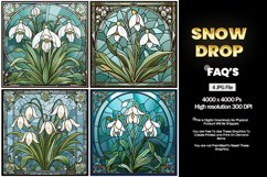 Stained Glass Snowdrop Square Coaster - 04 Variations Product Image 1