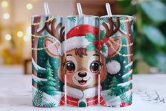Merry Christmas Deer Tumbler Wrap | Christmas Wrap Product Image 1