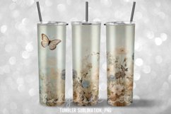 Watercolor Shabby Chic Flowers Tumbler Wrap Sublimation Desi Product Image 3