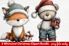 2 Whimsical Christmas Clipart | Cute Festive Holiday PNG Product Image 1