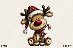 Cute Whimsical Christmas Reindeer Clipart Holiday PNG Product Image 1
