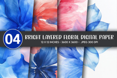 Bright Layered Floral Digital Paper Product Image 1