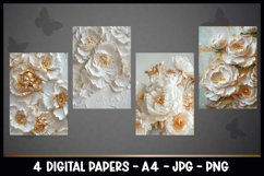 4 Beautiful 3D Flowers Digital Papers I Junk Journal Pages Product Image 2