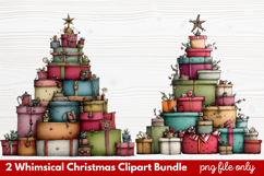 2 Whimsical Christmas Clipart | Cute Festive Holiday PNG Product Image 1