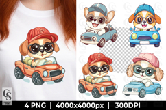 Cute Dog Driving Car Clipart PNG Product Image 1