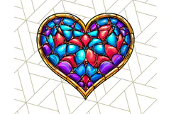 Stained Glass Hearts and Butterflies Clipart PNG Product Image 3