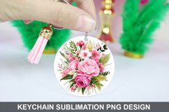 Flowers Keychain Sublimation- Sublimation PNG Design Product Image 1