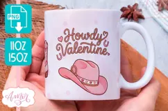 Howdy Valentine mug wrap PNG, Wester Valentine mug PNG Product Image 1