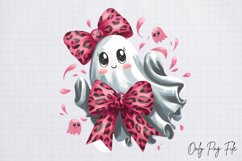 Watercolor Pink Halloween Ghost Clipart PNG Product Image 1