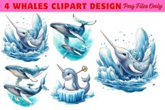 Whales Clipart design PNG Product Image 1