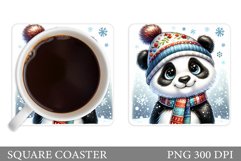 Christmas Panda Coaster. Christmas Coaster Sublimation Product Image 1