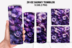 3D Flower Skinny Tumbler 20oz Wrap Design,Flowers Tumble PNG Product Image 1