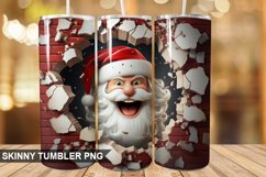 3D Christmas Santa Cracked Hole PNG Tumbler Design Product Image 1