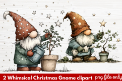 2 Whimsical Christmas Gnome Clipart | Cute Holiday Gnome PNG Product Image 1