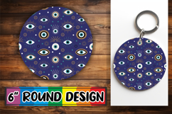 Unique Round Keychain Sublimation, Funky Pattern Product Image 1