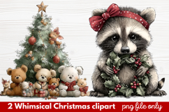 2 Whimsical Christmas Clipart | Cute Holiday PNG Set Product Image 1