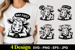 Nap First Cow Mood SVG PNG Product Image 1