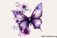 Butterfly Flowers Clipart PNG Product Image 1