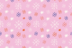Pink whimsical hand drawn Christmas pattern with snowflakes Product Image 1