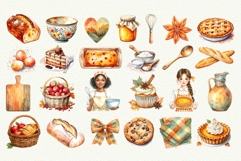 Cozy Fall Baking Watercolor Clipart Bundle Product Image 3