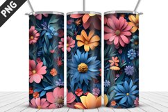 3D Flowers Tumbler Wrap | Sublimation Design | Tumble PNG Product Image 3