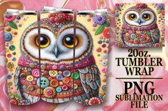 Radiant Owl 3D Sub Wrap: Vibrant Tumbler Art Product Image 1