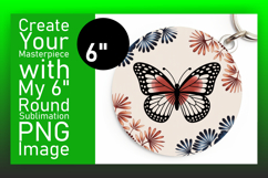 Whimsical Circle PNG Keychain Template , Butterfly Product Image 1