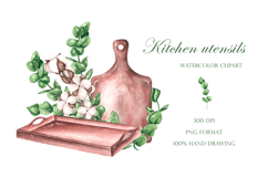 Kitchen utensils watercolor set. Cookbook. Country kitchen. Product Image 15