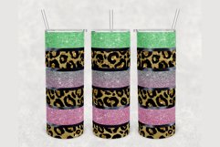 Leopard Faux Glitter Striped 20oz sublimation design tumbler Product Image 1