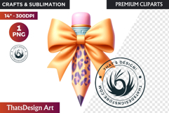 Pastel Coquette Pencil bow Clipart Girly School Supplies Product Image 1