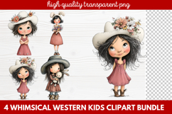 4 Whimsical Western Kids Clipart | Cute Cowboy &amp; Cowgirl PNG Product Image 1