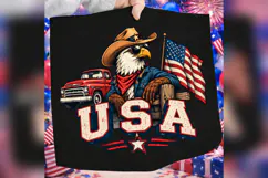USA Cowboy Eagle PNG, Patriotic Western Bald Eagle Shirt Product Image 4