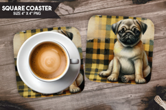 Cozy Dog Coaster, Buffalo Plaid Square Coaster PNG Product Image 1