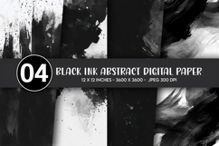 Black Ink Abstract Digital Paper Product Image 1