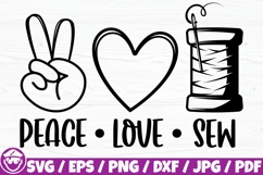 Peace Love Sew, Sew Logo, Needle Sewing Silhouette Product Image 3