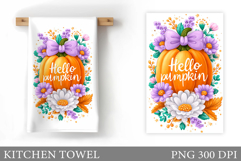 Pumpkin Kitchen Towel Design. Fall Kitchen Towel Sublimation Product Image 1