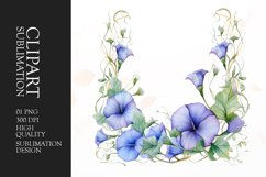 Watercolor glory flower sublimation clipart Product Image 1