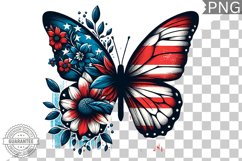 4Th Of July Flora Butterfly - Sublimation 4th of July PNG Product Image 1