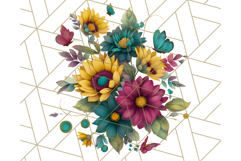 Sunflower and Butterfly PNG Clipart, Bright Jewel Tones Png Product Image 3