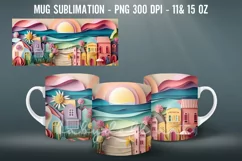 3D Summer Mug Sublimation PNG Mug Wrap Product Image 4