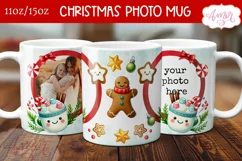Cute Christmas photo mug wrap PNG, Gingerbread cookie mug Product Image 1