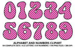 Polka Dots Alphabet Letters &amp; Numbers Clipart PNG 300DPI Product Image 5
