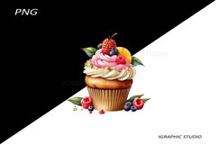 Tropical Floral Cupcake Clipart, Product Image 1