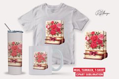 Watercolor vintage rose and heart valentine clipart Product Image 1