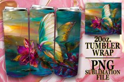 20oz Tumbler: Sparkly Butterfly Design Wrap Product Image 1
