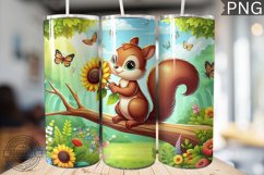 Squirrel And Flowers Tumbler Wrap - Sublimation Design Product Image 1