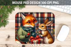 Christmas Rabbit Mouse Pad Sublimation - Animal PNG Design Product Image 1