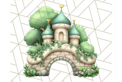 Princess Castle Clipart PNG, Enchanted Garden Artwork Product Image 3