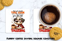Funny coffee sayings square coasters. BUNDLE PNG. Product Image 16