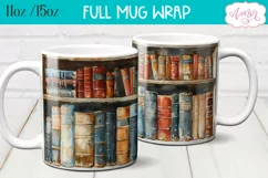 Bookshelf mug wrap PNG for Sublimation | Book lover mug png Product Image 3